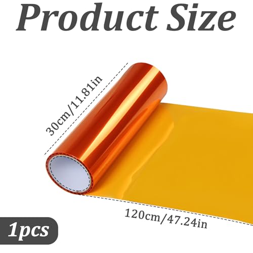 120 x 30 cm koplampfilm, getinte film, auto, oranje autofilm, zelfklevende koplampen, achterlichten, vinylfolie, transparante lampfilm, zelfklevend voor automistverlichting, achterlichten