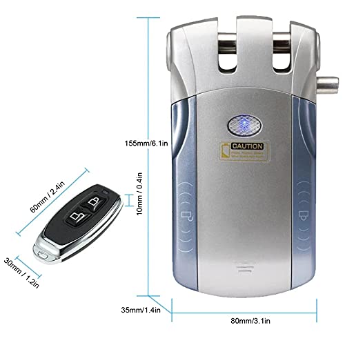 WAFU 00 Draadloos onzichtbaar slot, sleutelloze toegang deur slot met Touch Release met 4 afstandsbedieningen voor TUYA Blue en Silver Scale 3