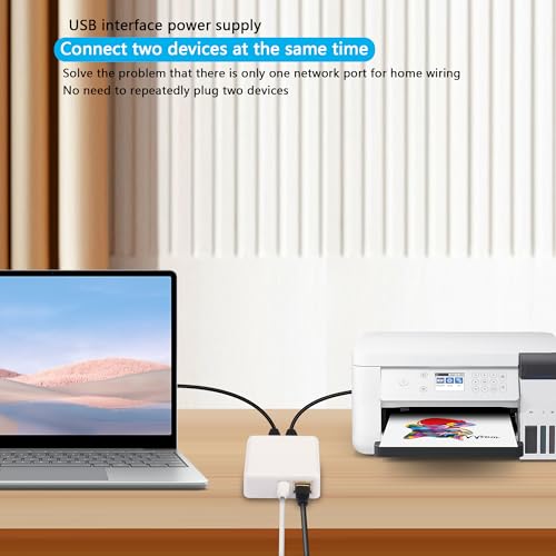 Gigabit RJ45 Network Splitter Adapter 1000/100Mbps RJ45 1 tot 2 Gigabit netwerk splitter met USB power poort voor computer, hub, switch, router, ADSL, set-top box, digitale TV, etc 4