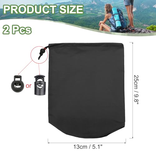Stuff Sack, 2 stuks 5 x 10 Inch Waterdichte Outdoor Opbergzak Draagbaar Koordstof Valve Bag Lichtgewicht slaapzak voor Camping Wandelen Reizen, Zwart