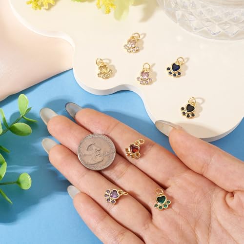 Kubieke zirkonia poet print bedels kat hond messing die voetafdruk hangers schatige bengelende bedels voor doe-het-zelf sieraden ketting armbanden maken 5