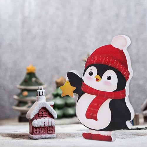 3Stuks Penguin Kerstmis Decoratie leuke pinguïn houten blokken Winter Layed Lade Decor set Kerstmis Tafel Decoratie voor Party Home Office Plank 4