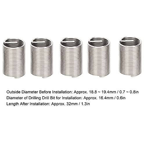 10 st Threaded Inserts M16x1.5mm, roestvrij staal draad draad inserts, Helicoil Type Threaded Sleeves Kit(2,5D)