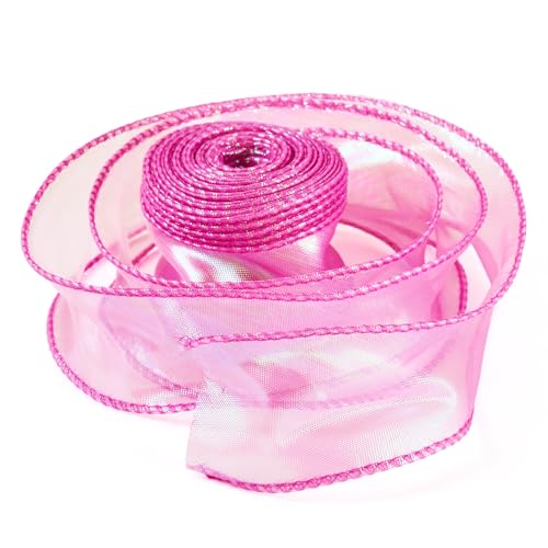 10m Iridescent Sheer Organza Ribbon Pastel Schitterende Iridescent Chiffon Libbons voor Bouquet Wrapping Hair Bows Kralen Decoratie, Violet