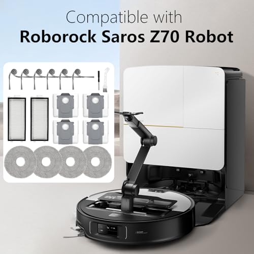 18 stuks Accessoires sets voor Roborock Saros Z70 Stofzuiger, Vervangingsdelen 2 filters, 4 doekjes, 6 zijborstels, 4 stofzakken, 1 reinigingsgereedschap, 1 schroevendraaiers