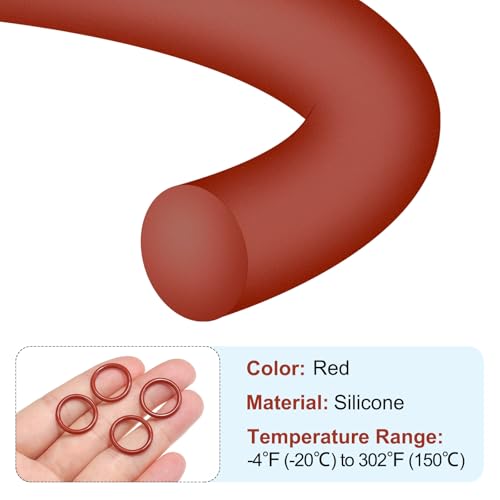 O-Ring Siliconen 17mm OD 13mm ID 2mm Breedte, 50st Metric Seal Vmq vervanging voor reparatie ventielen hydraulische compressor, rood 3