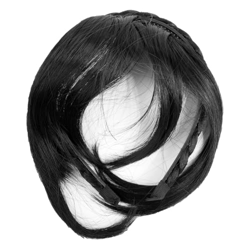 Zwarte pruik Haringbone vlecht pruik Hoofdband Onzichtbare hoofdband met pony Fashion Bangs Pruiken Piece Prachtige haringbone pruik Hoofdband 5