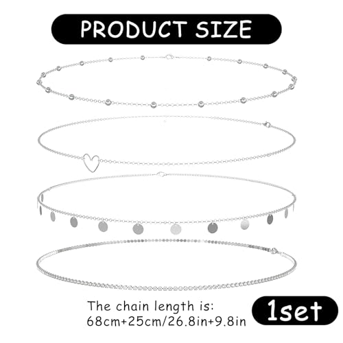 Taille ketting Silver Sequin Belly ketting Multilayer Perzik hart Belly ketting Stapelbaar Boheemse waist ketting Silver voor vrienden geliefden of jezelf, NO,, niet-precious metaal, geen