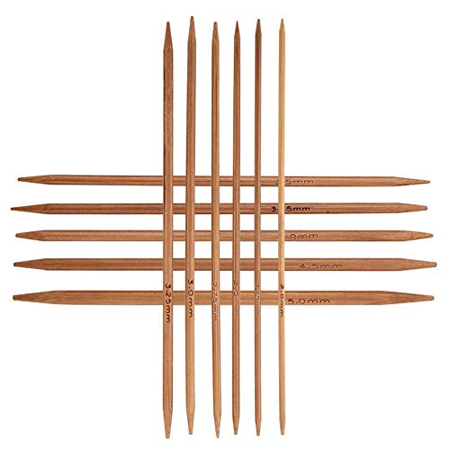 Set van 55 Gecarboniseerde Bamboe Dubbele Naalden Breinaalden in 11 Maten (5.1 Inches/13 cm)