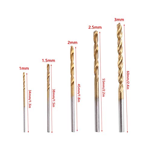 50 stuks mini handboorgereedschap, vijf soorten hoge snelheid staal plateren rechte hand boor voor metaal, hout boorsets kleine boor
