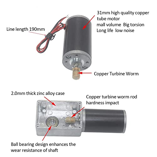 12V 30rpm DC Worm Motor 50kg 31mm High Torque Zelfremmotor achteruit Mini Turbine Transmission Motor voor DIY Robot draaibare deur slot Gordijn Machine 3