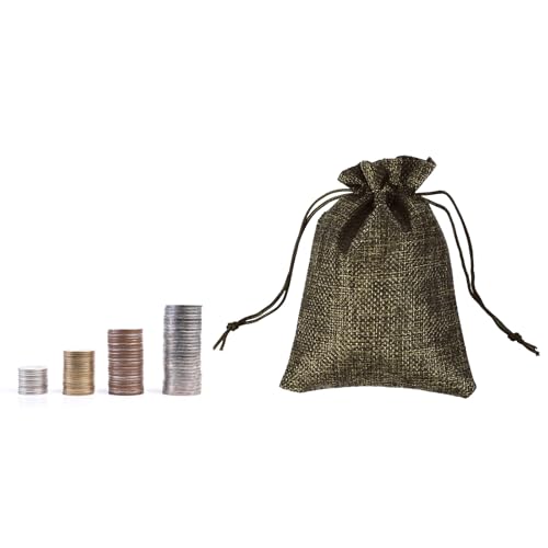 6" x 4" Coin Bags Bag, 6 Pack Bank Deposit Change Transit Bags with Drawstring Bags Cadeautas, Bruin 5