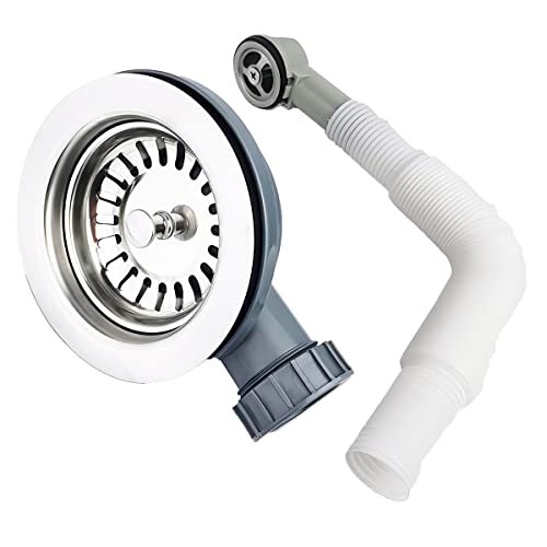 304 roestvrijstalen keuken gootsteen afvoerbak type theezeef met overloop, diameter 110mm 11⁄2" top