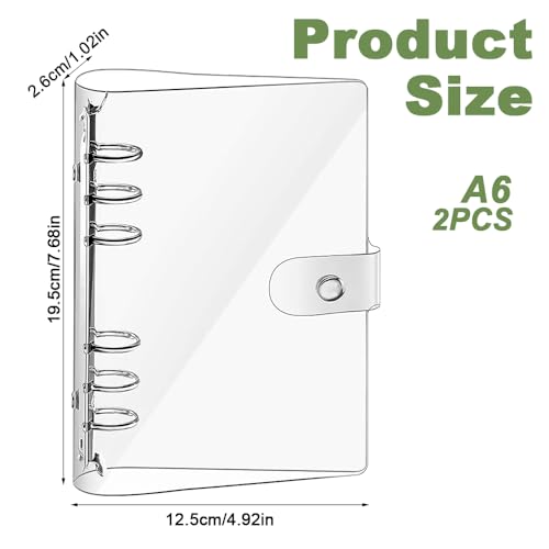 2 stuks PVC Binder, A6 Ring Binder Cover, Transparant, 6 gaten PVC Binder, A6 6 Hole Folder Cover, Geen Innerlijke Pagina's, Navulbare Ring Binder, Waterdicht, voor School, Huis, Kantoor