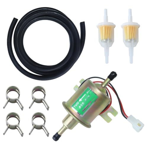 Universele elektrische 12V-auto brandstofpomp HEP-02A Geschikt voor auto, vrachtwagen, boot, grasmaaier, carburator met brandstofleiding + 2 brandstoffilters + 4 slangklemmen 4