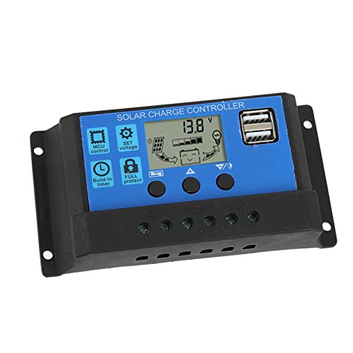 30A Solar Charge Controller, Controller met dubbele USB uitgang voor 12V/24V Zonnepanelen, High-tech LCD display voor eenvoudige bediening