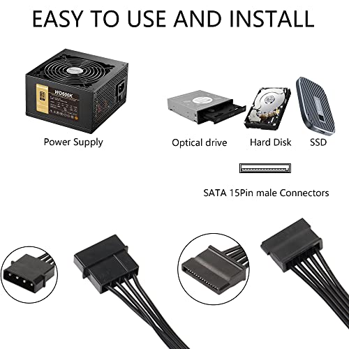 SATA Stroomkabel grote 4Pin Man tot 5 x 15 Pin SATA vrouwelijke harde schijf macht splitter kabel voor HDD, SSD, optische schijven 4