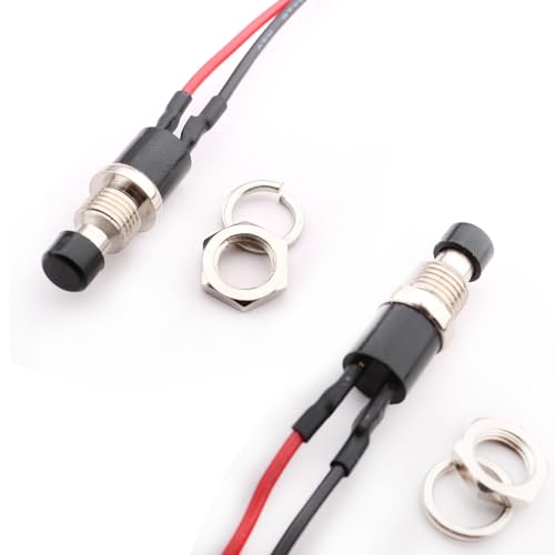 4 st. 7mm Pre-Wired Mini Zelfrem duwschakelaar, AAN/UIT 2 Pin Rond duwknop voor auto, boot, Arduino DIY, AC 250V/1.5A, 125V/3A, Mini duwknop (zwart) 5