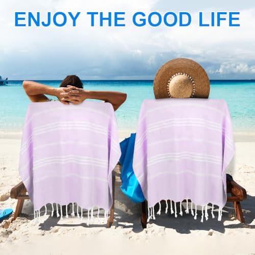 Extra grote lichtgewicht strandhanddoek, Extra grote dun zand gratis handdoeken, Geschikt voor reizen, Zwemmen, Zwembad, Camping, voor volwassenen, Vrouwen, Mannen, licht violet, Eén maat 5