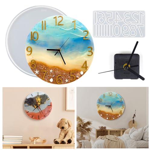 Kijken Siliconen Hars Vorm, Klok Siliconen Vorm Epoxy Resin, Clock Resin vormen voor DIY Wall Clock, Art, Home Decoration, Klok, Siliconen Hars, Mold Building Kit, Arabisch Roman Numeral Clock, Rond 3