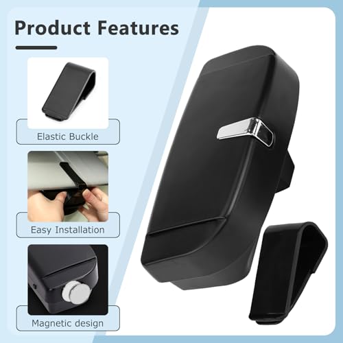 Auto zonnebril houder ABS auto glazen geval opslaghouder Clip Case Organisator Box Universiële glazen Organisator met ticket kaart clip, zwart 3