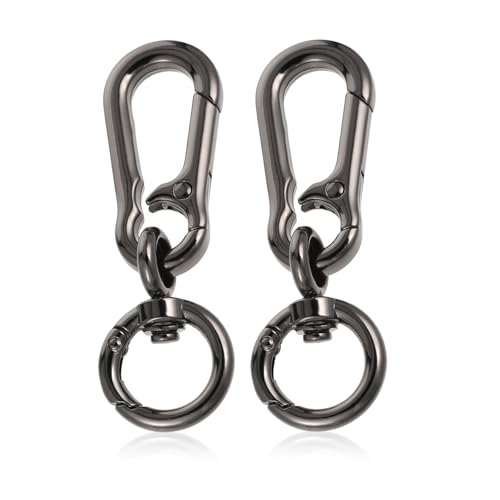 2 x roterende karabijnhaak, metalen karabijnhaak Haak, Sleutelhanger met Swivel Joint, Zwart, Verwijderbare Lobster sluiting voor DIY handtas, Sleutelhanger, Ambachten