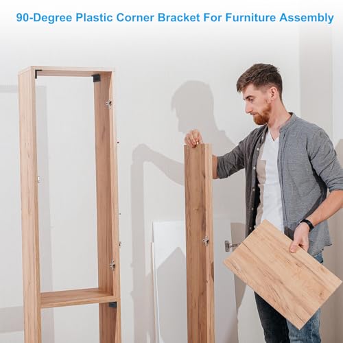 Metalen Hoekhaakjes, 8 Pack L Vorm Bracket rechterhoek Shelfhouder Shelf Ondersteuning met Plastic Hoes en Schroeven voor het bevestigen van Lade Houten Schouwen Kasten Frame, Bruin 5