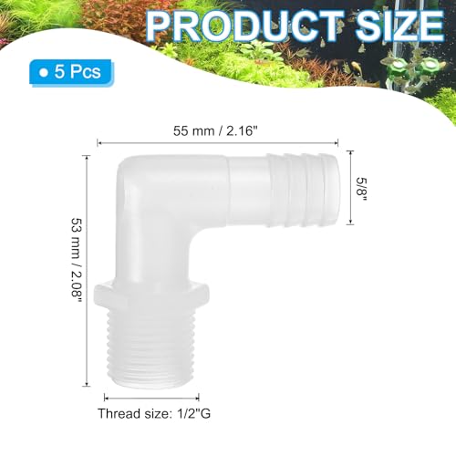 5/8" G x 5/8" slang Barb passen L Elbow Fittings, 5st Plastic Barbed Wire Pipe Connector Joint Splicer Mender Adapter Unie voor gas brandstof vloeibare lucht