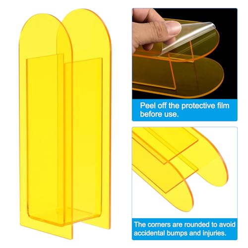 3 x 2 x 9 Inch Acryl vaas, Arch Acryl Bloem vaas Clear Geometrische Plastic Decoratieve Vaas voor Tafel Centerpiece Home Decoratie Geel 3