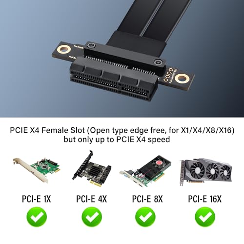 PCIe 3.0 X4 Extension Cable PCI-E 4X Man to Female Riser Cable 20CM (180 graden) 4