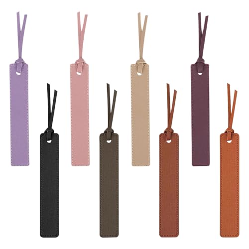 8 stuks lederen bladwijzers Bladwijzers met leren touw Paginamarkeringen Gepersonaliseerde bladwijzers Eenvoudige elegante boekmarkeringen Lederen bladwijzers voor mannen Vrouwen Boek