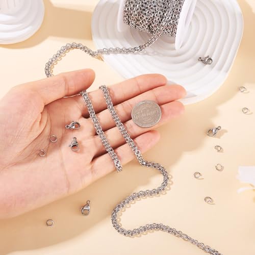 5 m roostvrijstellen kettingen voor sieraden maken kit kruisschakelkettingen met kreeft blauw sluiten springringen voor ketting armband 5