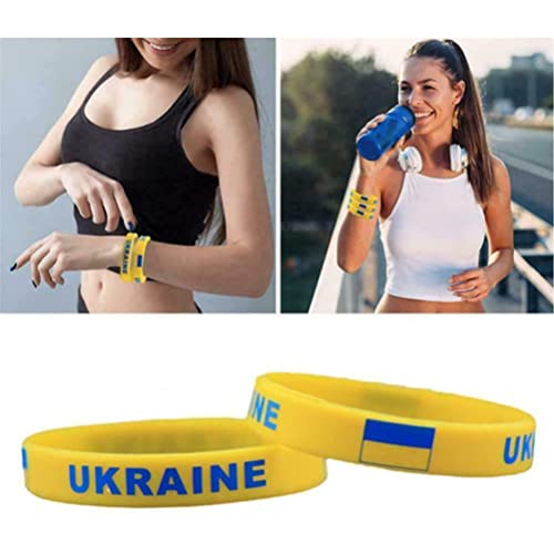 10Stuks Siliconen armband polsband, Oekraïne Land Nationale vlag polsband, Multicolor Elastische Siliconen armbanden Sport polsband voor Peace Lovers 3