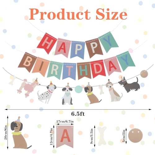 Hond thema Happy Birthday Banner Set, Hond patroon Banner, Gelukkige verjaardag achtergrond, kleurrijke decoratie, partij accessoires voor kinderen Baby's en honden (Stijl B) 4