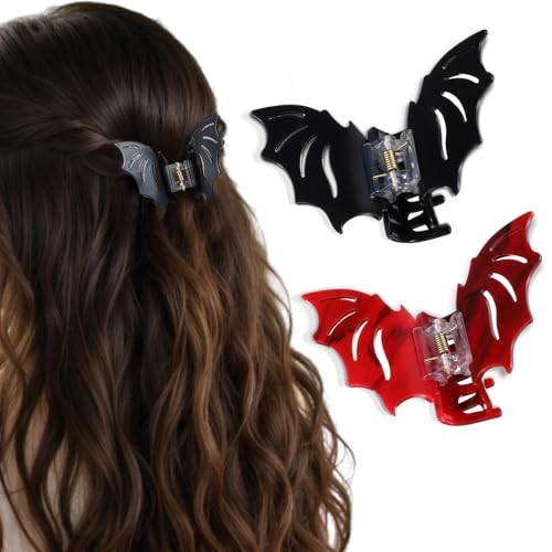2 stuk Halloween Vleermuis haar Clip, Gothic vleermuis haar Clips, Hollow Out non-slip haar Claw, Halloween horror haar accessoires voor vrouwen met dun haar