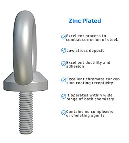 M10 Lifting Ring Eye Bolt, bevestigingsmiddelen, hijsbout met mannelijke draad, gegalvaniseerde gegalvaniseerde stalen ring Bolt, Ankeroog Bolt met luskop voor 10mm Nut/Washer DIN 580 (Pack of 4) 3