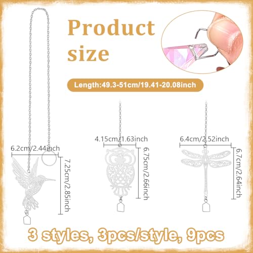 Sun Catcher Hooks and Chains for Hanging, 9 Pieces, 3 Styles, Sunshine Catcher, Kettingen voor hangers, Craft Sets Home en Garden Decoration, 493-510m m