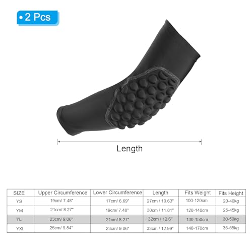 Jeugd Elleboogwachten, 2 Pack Compressie Arm Guards voor Basketbal Sport Baseball Voetbal Volleybal Black Yl