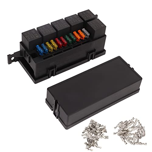 Blade Relay Box Kit, 12V Waterdichte Fuse en Relay Box, 6 Slots Universele Blad Fuses, 40A Relais