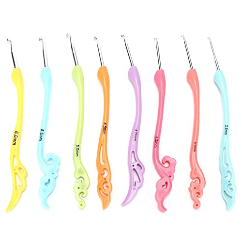 8 st Gehaakte haken set, Retro Fancy Siliconen breinaalden, DIY handgeweven trui breigereedschap, Zachte ergonomische handvat weven naaien breien haak voor moeders meisjes(A)