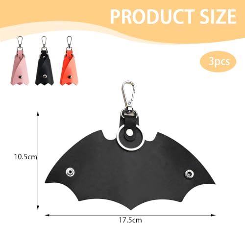 3 stuks lederen sleutelhanger creatieve sleutelhouder Bat Keychain Batvorm Opvouwbare opvouwbare leuke auto Key Case met grote capaciteit auto sleutel geval voor mannen, Multicolour, S