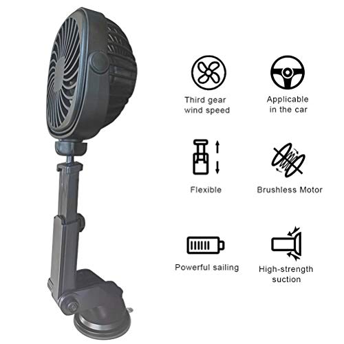Auto Ventilator met Zuigbeker USB Oplaadbare Wand Ventilator Persoonlijke USB Ventilator met 360 graden rotatie Portable Fan Mini Oplaadbare Ventilator voor thuis, kantoor, rijden 3