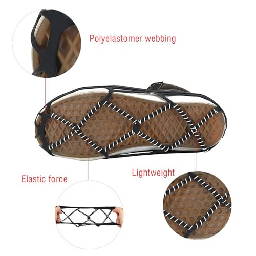 Snow Spikes voor schoenen anti-slip ijstractie schoenen, roestvrij staal veren en rubberen banden, verstelbare en draagbare schoenen handgrepen, Geschikt voor klimliefhebbers, EU 5