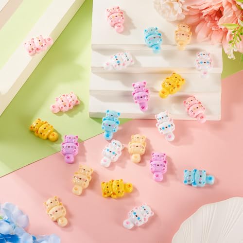 30 stuks Cat Cabochons Assorted Color Kitten Pet Cabochons 29,5mm Flatback Animal Opaque Resin Embellishment Voor Scrapbooking sieraden telefoon geval Haarspeld Vrouwen accessoire ambacht 4