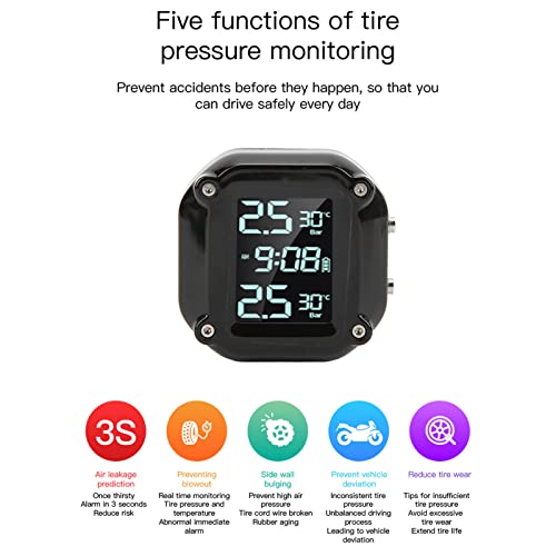 Motor bandenspanningscontrolesysteem, bandenspanningssensor met 2 sensors USB LCD-scherm opladen IP67 waterdicht TPMS voor veilig rijden 5