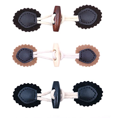 10 paar leren horn rocker knoppen, jas rocker sluiting knoppen, naaien houten handgemaakte hoorn knoppen, voor jas jas windbrekers trui DIY decoratie - zwart