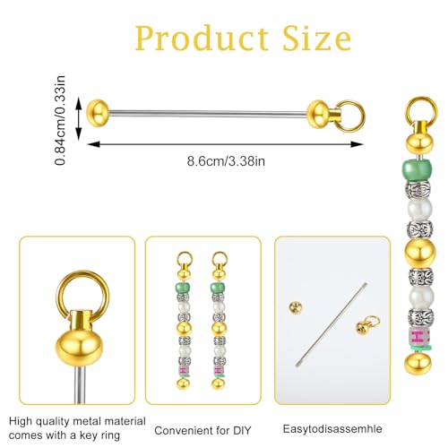 10 st. Parel sleutelhangers, metalen kralen sleutelhangers, Lege sleutelhangers Strips voor hangers, DIY ambachten, sieraden maken (Goud)