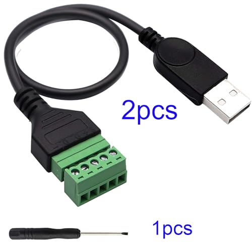 2 stuks USB Een Terminal Plug, Man Kabel, Plug naar 5 Pin Terminal Blok Kabel Solder Gratis Schroef Terminal Blok