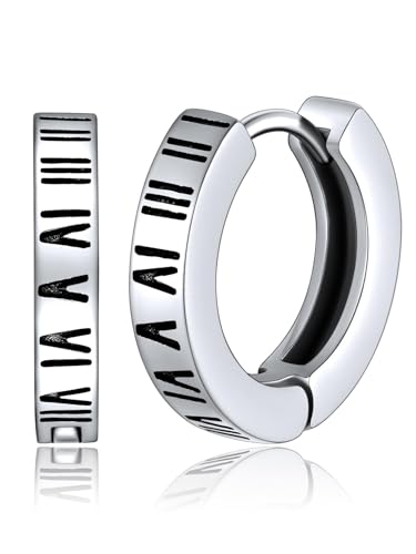 Juwelen oorbellen, Roestvrij staal, Roman Numeral, Scharnieren Hoop, Hypoallergeen, Oorbellen voor gevoelige oren