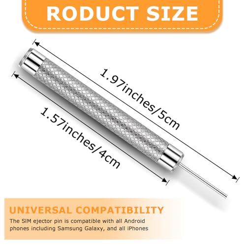 Verpakking van 5 SIM Kaart, Hulpmiddelen voor naaldverwijdering, SIM Kaart Slot, Ejector Pin, Universele simkaart, Ejector, Pin, Roestvrij staal, SIM Pin mobiele telefoon naald voor openen, Compatibel met
